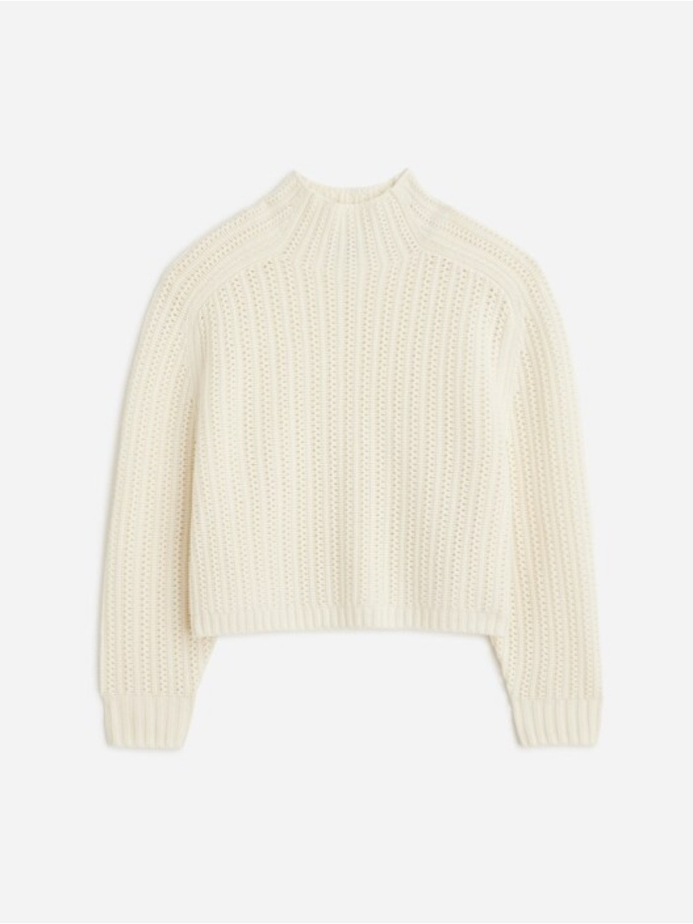 Madewell Ivory 100% Merino Wool Pointelle-Stitch Mockneck Sweater size xs